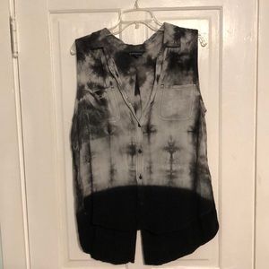 Black and grey tie-dyed tank top